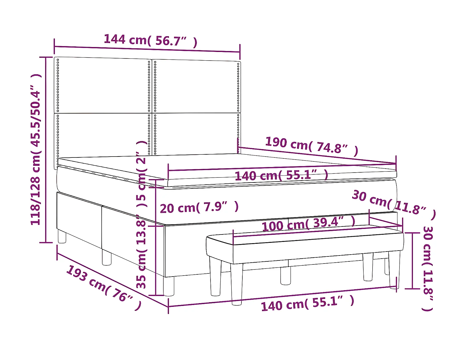 Cama com molas/colchão 140x190 cm couro artificial cappuccino