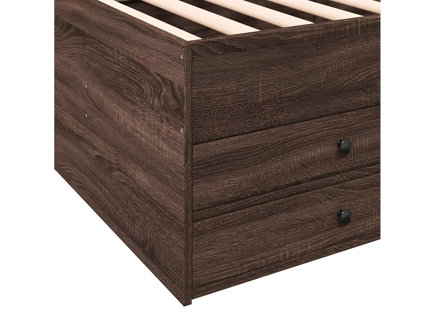 Sofá-cama com gavetas derivados de madeira carvalho castanho