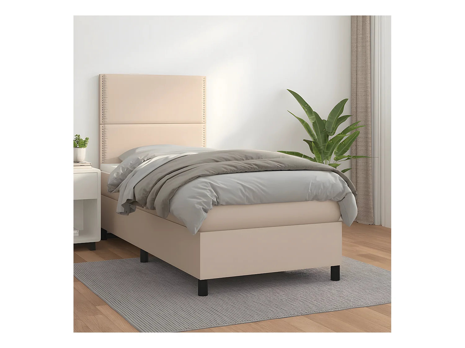 Lit à sommier tapissier avec matelas Cappuccino 90x200 cm