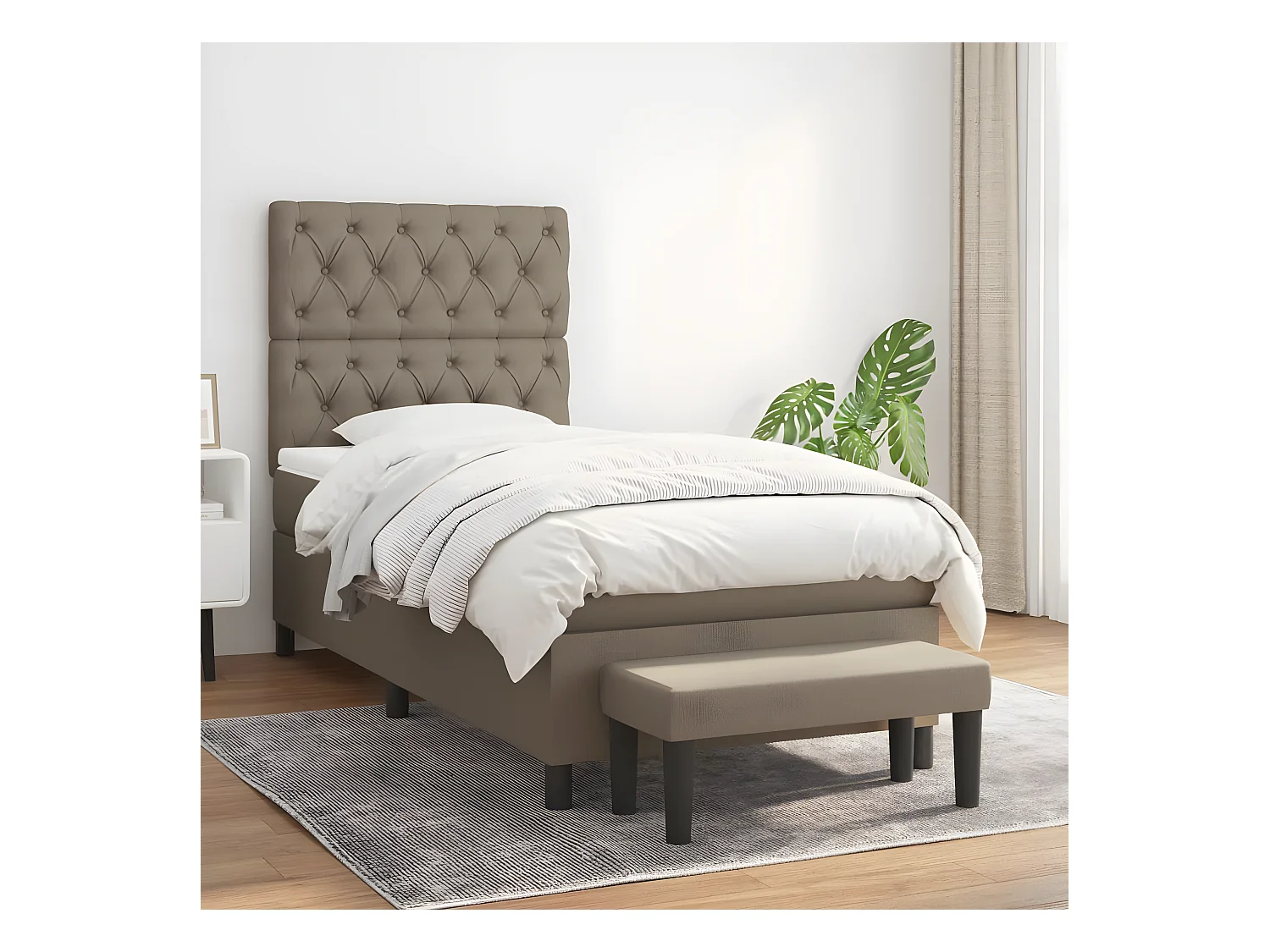 Lit à sommier tapissier avec matelas Taupe 80x200 cm Tissu