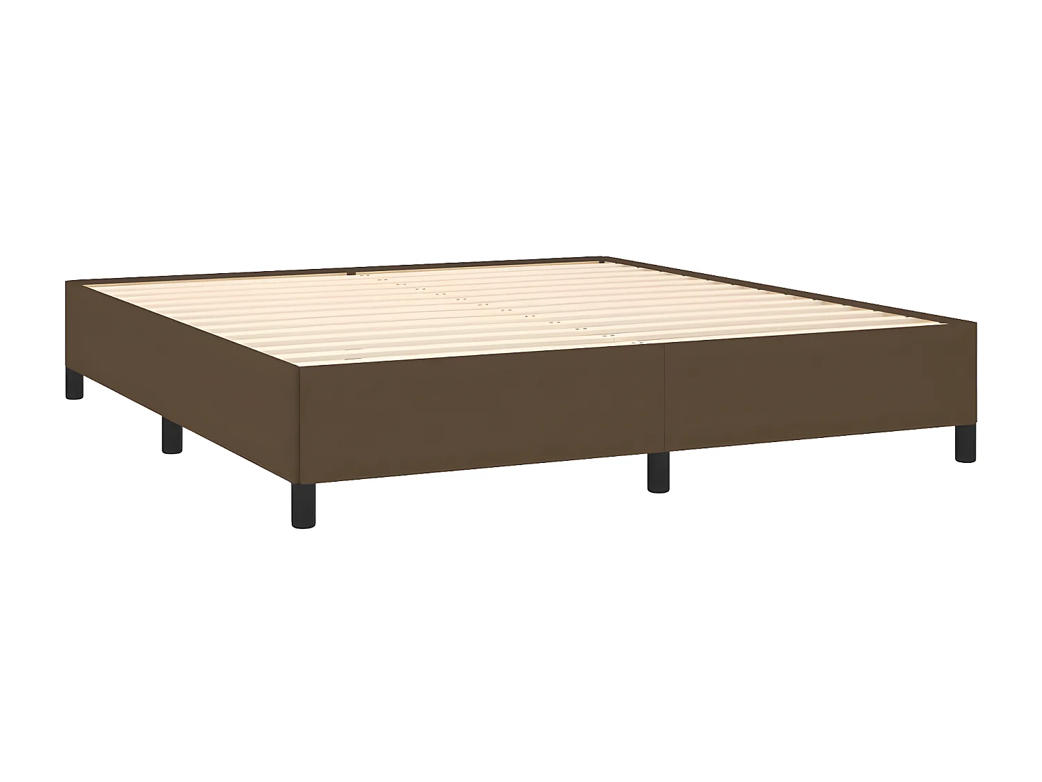 Cama box spring con colchón tela marrón oscuro 160x200 cm