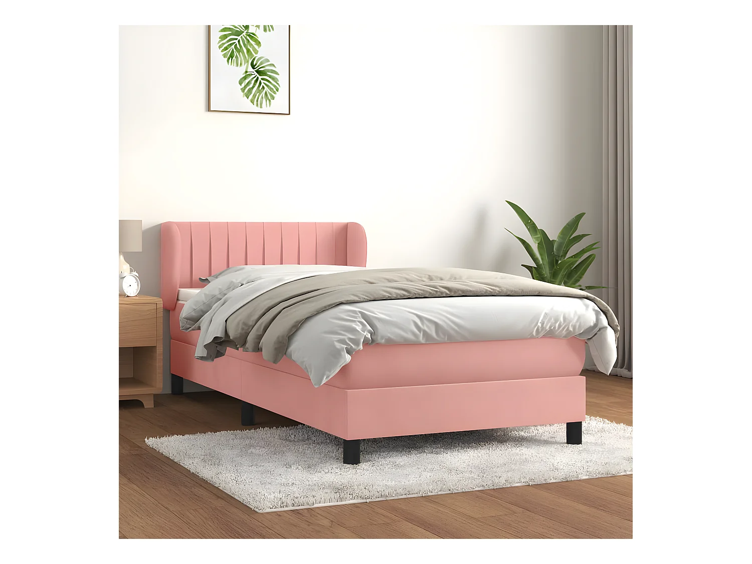 Lit à sommier tapissier avec matelas Rose 90x190 cm Velours