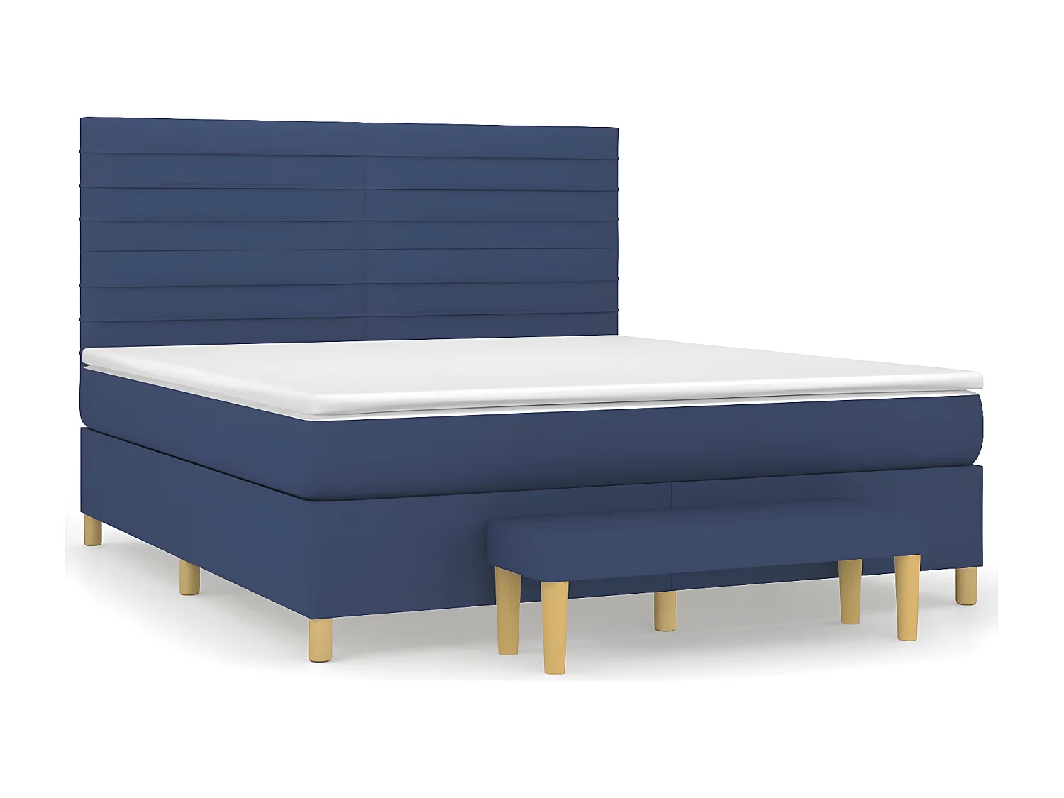 Cama box spring con colchón tela azul 180x200 cm