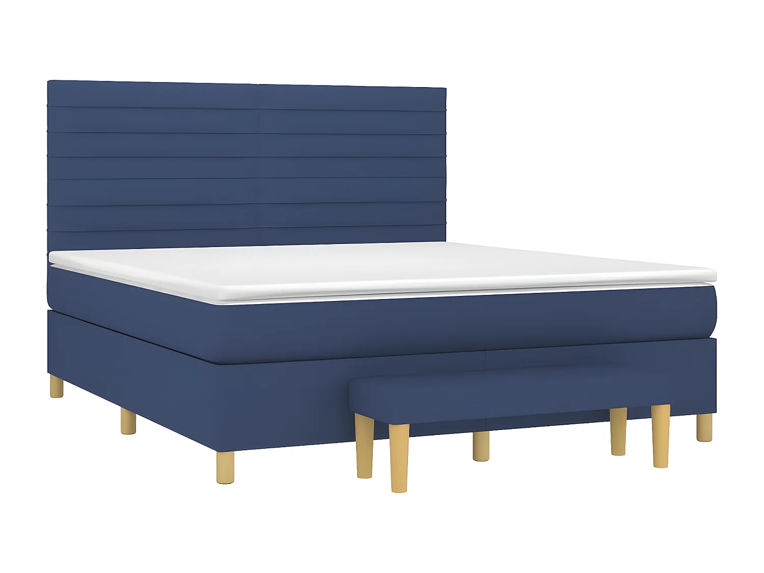 Cama box spring con colchón tela azul 180x200 cm