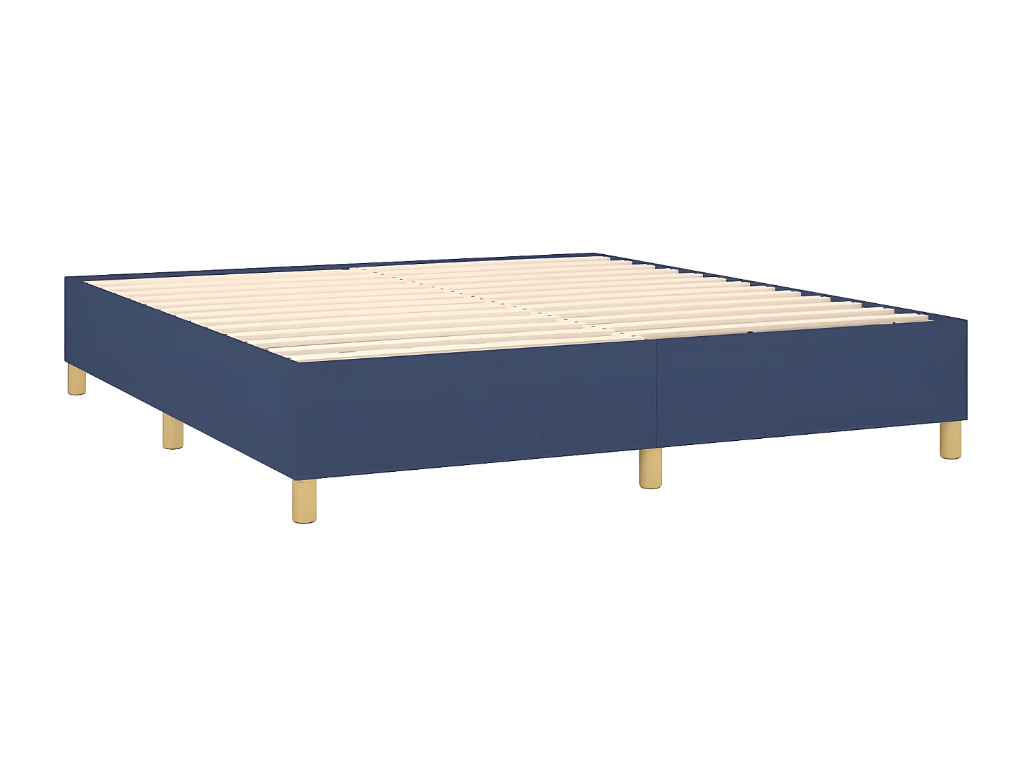 Cama box spring con colchón tela azul 180x200 cm