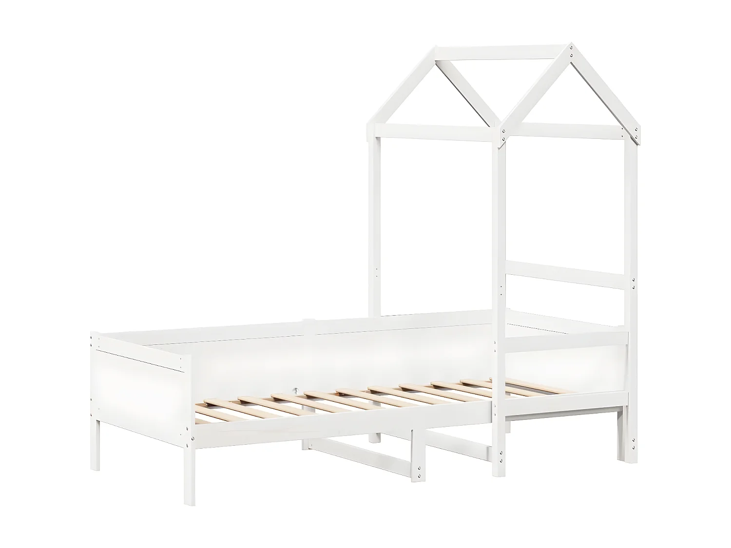 Sofá-cama c/ telhado 90x190 cm madeira de pinho maciça branco