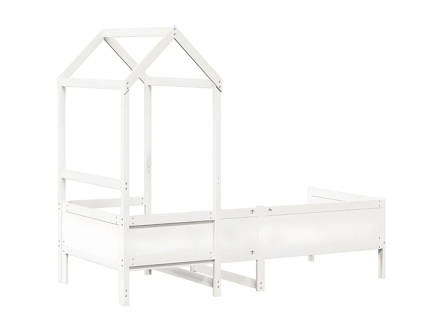 Sofá-cama c/ telhado 90x190 cm madeira de pinho maciça branco