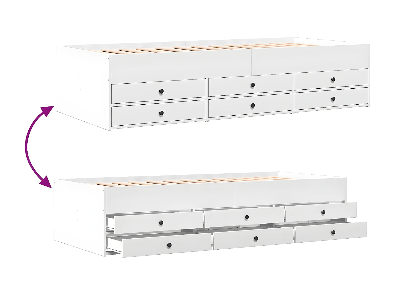 Sofá-cama c/ gavetas 75x190 cm derivados de madeira branco