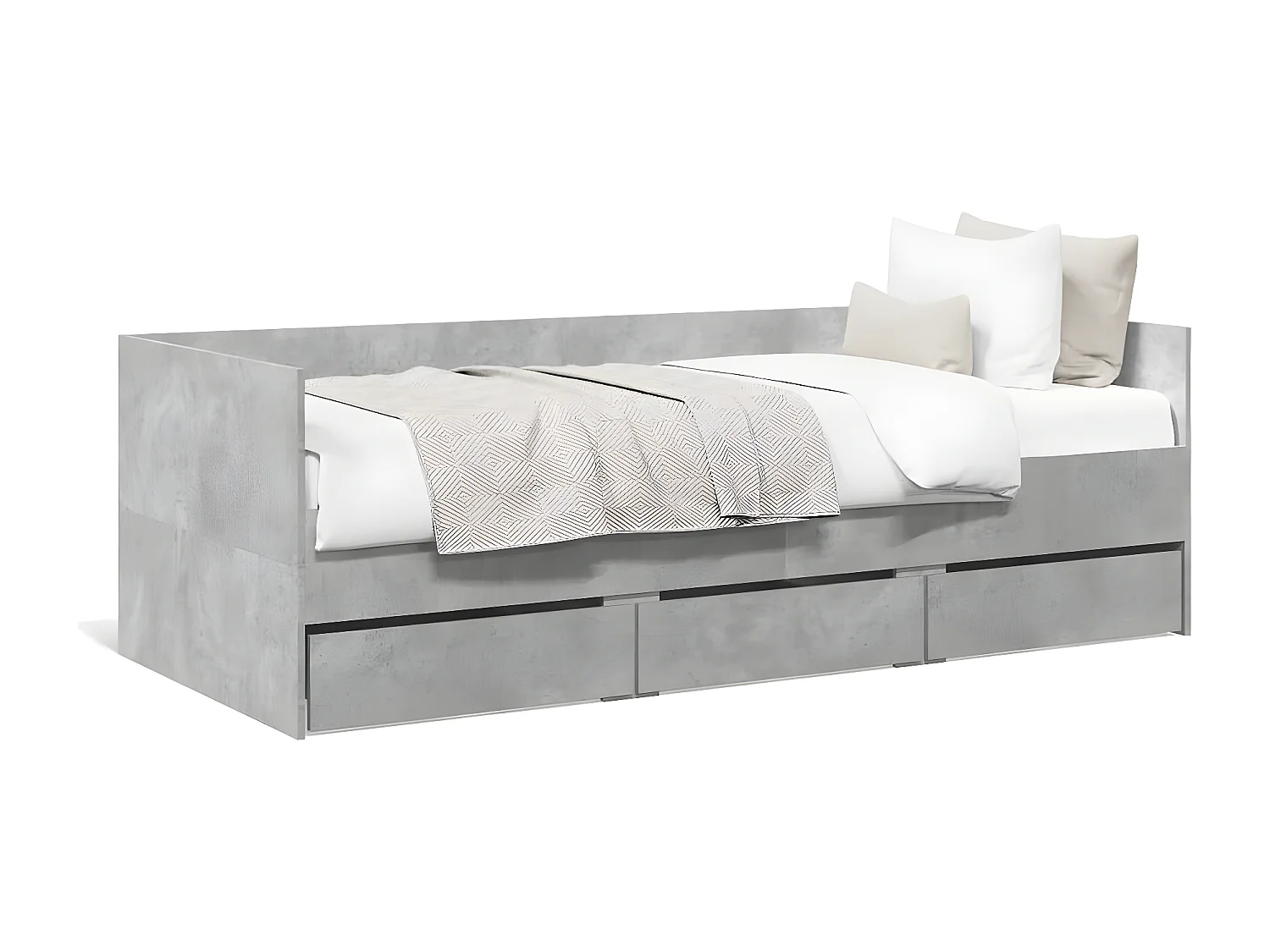 Lit de jour et tiroirs gris béton 75x190 cm bois d'ingénierie