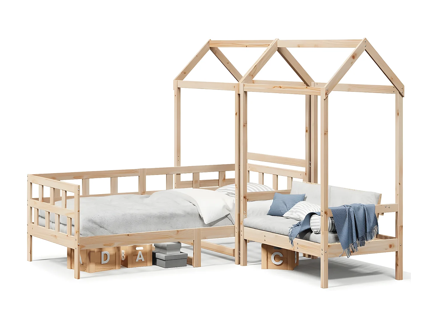 Ensemble de lit de jour avec toit 90x190 cm bois de pin massif