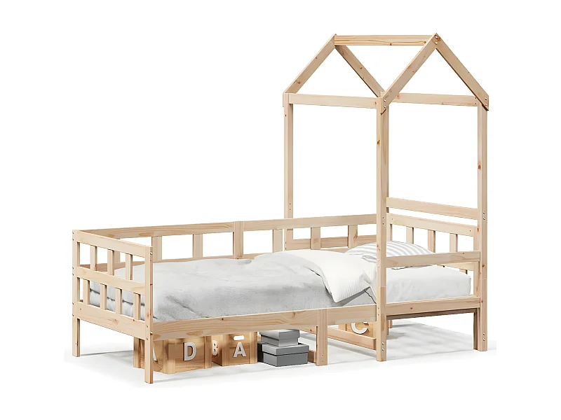 Sofá-cama com telhado 90x200 cm madeira de pinho maciça