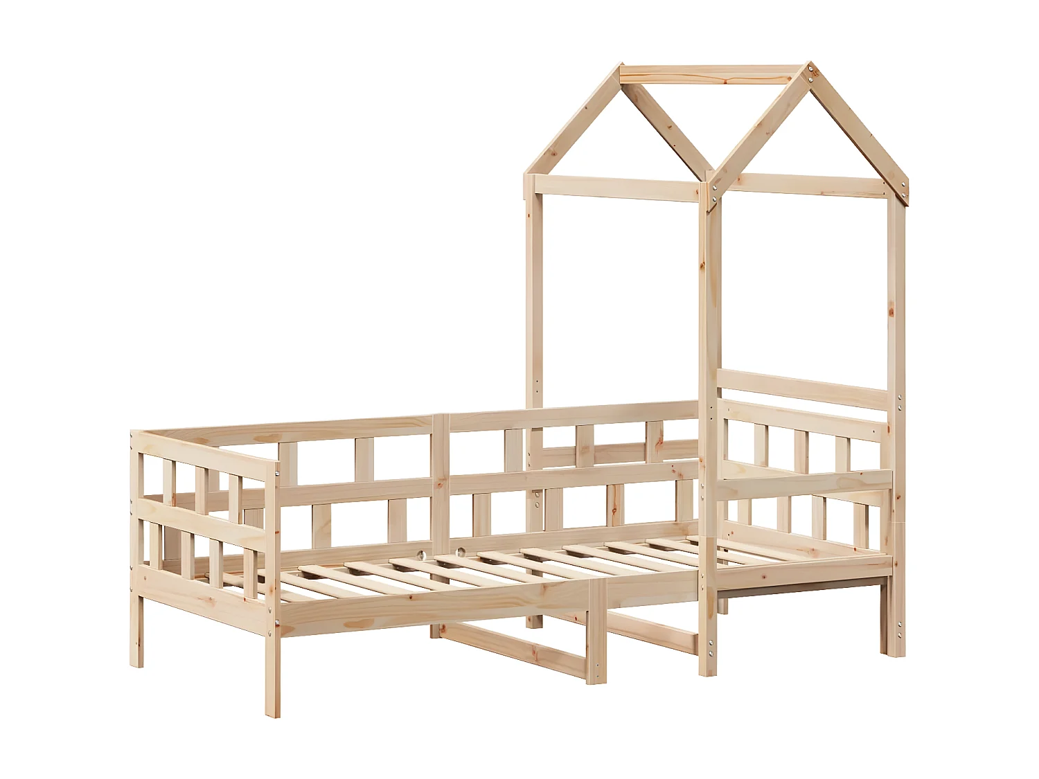 Sofá cama con techo madera maciza de pino 90x200 cm