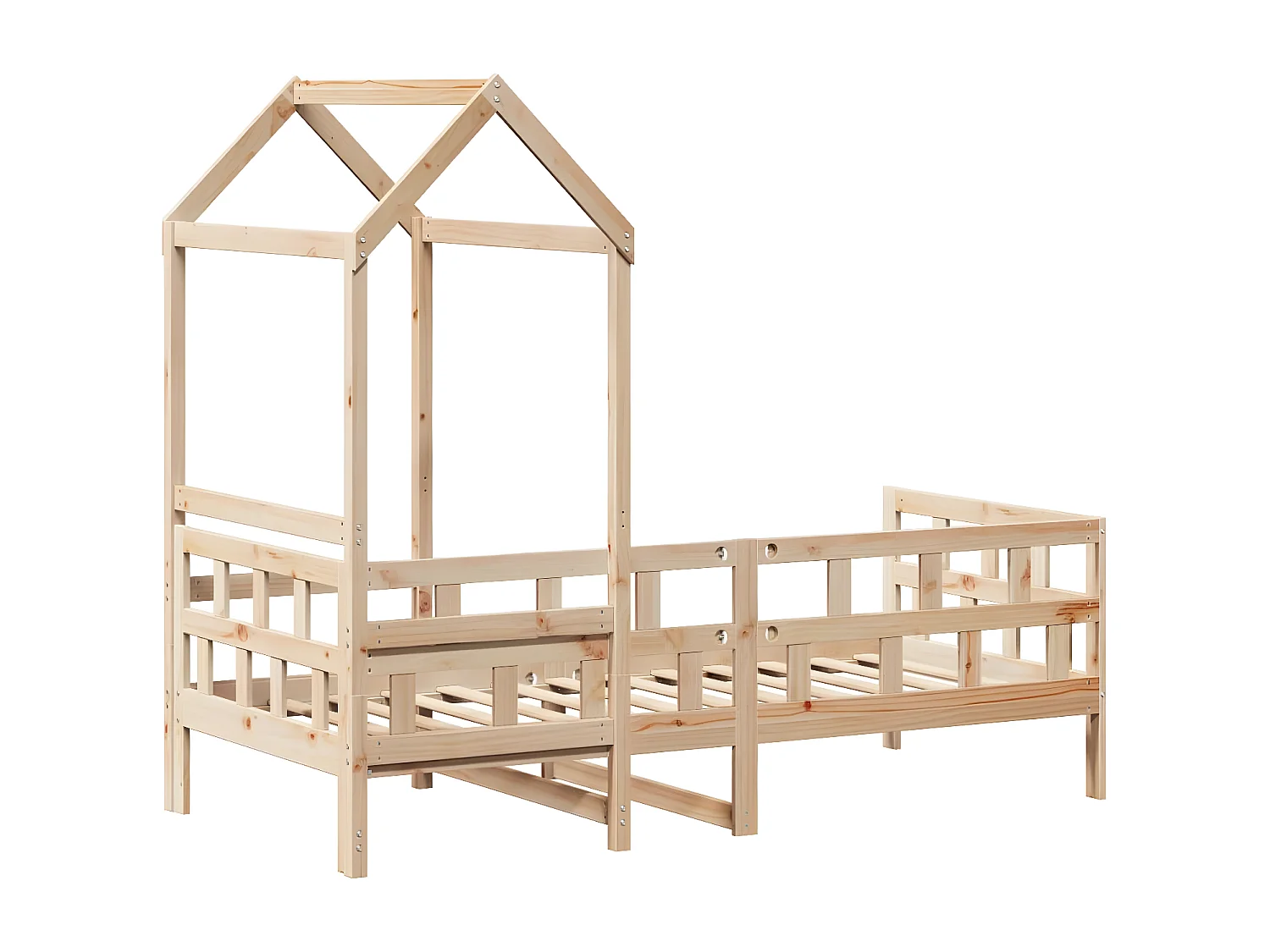 Sofá cama con techo madera maciza de pino 90x200 cm