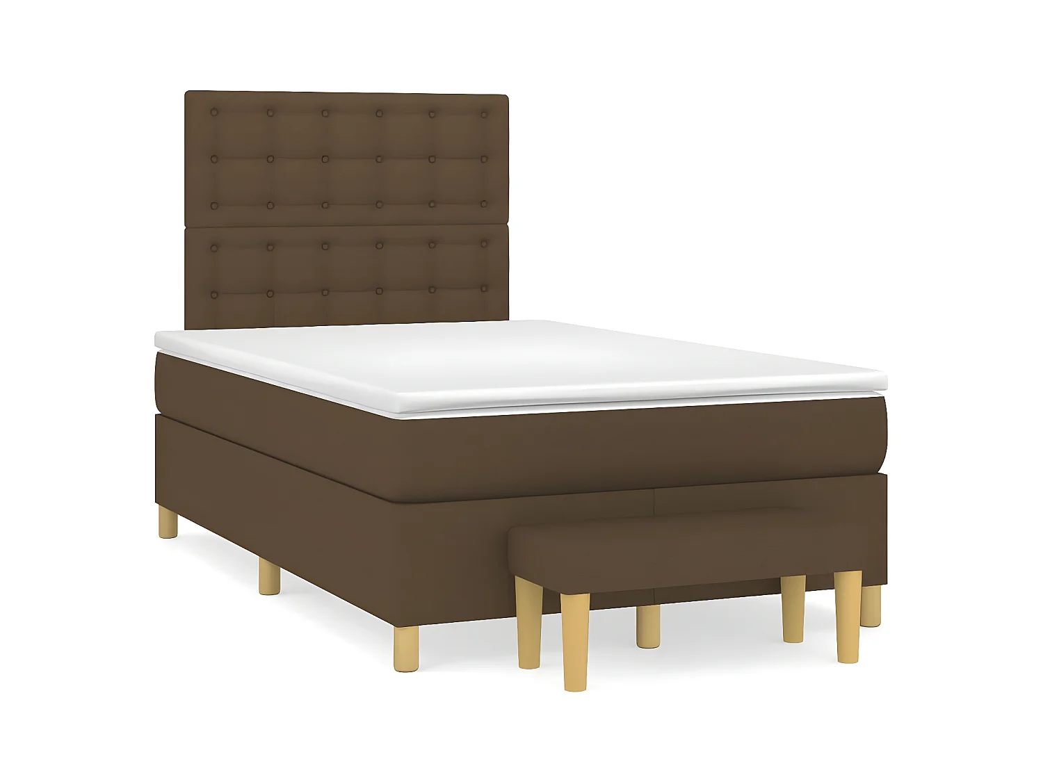 Cama box spring con colchón tela marrón oscuro 120x200 cm
