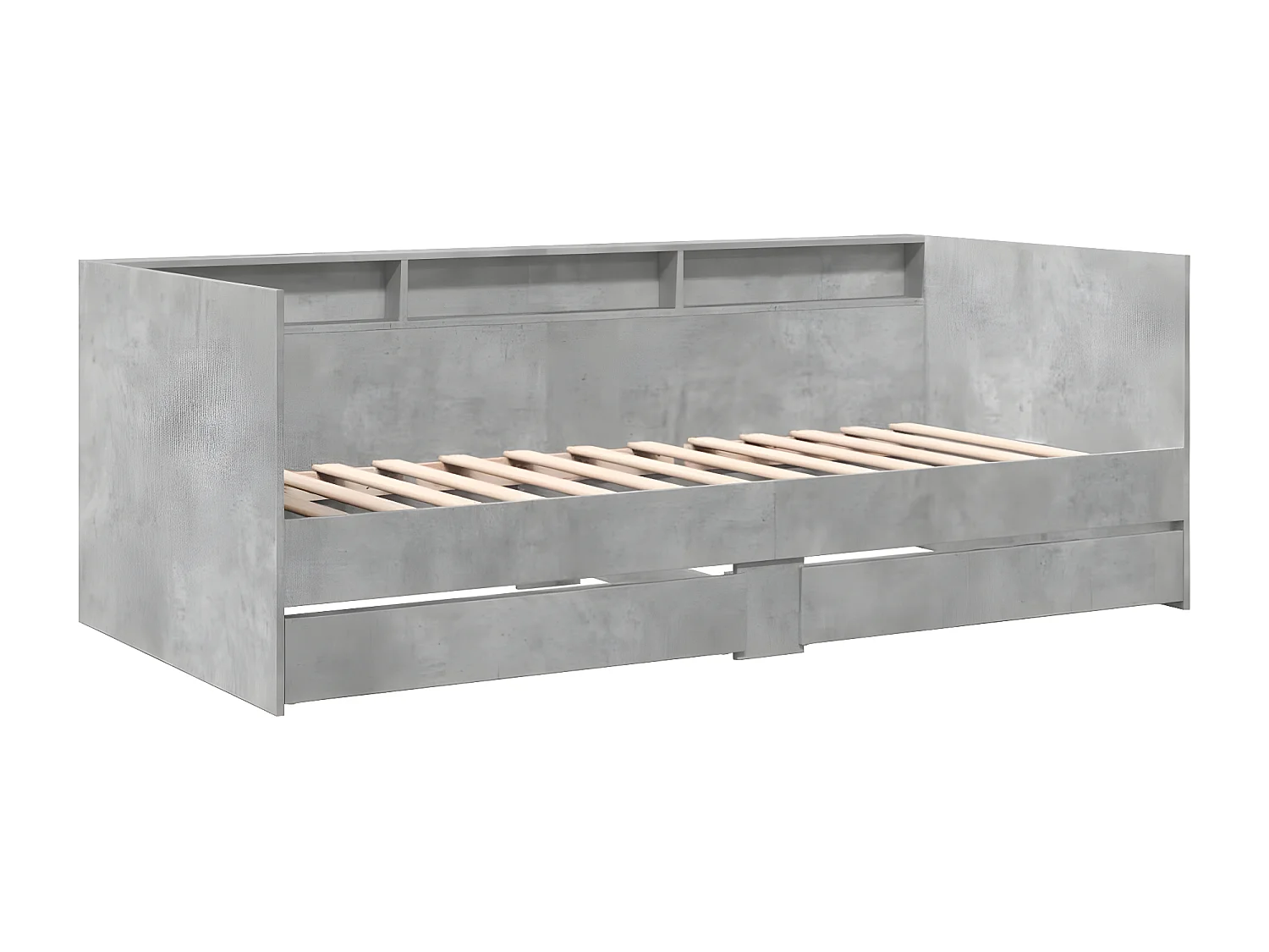 Sofá-cama com gavetas derivados de madeira cinzento cimento