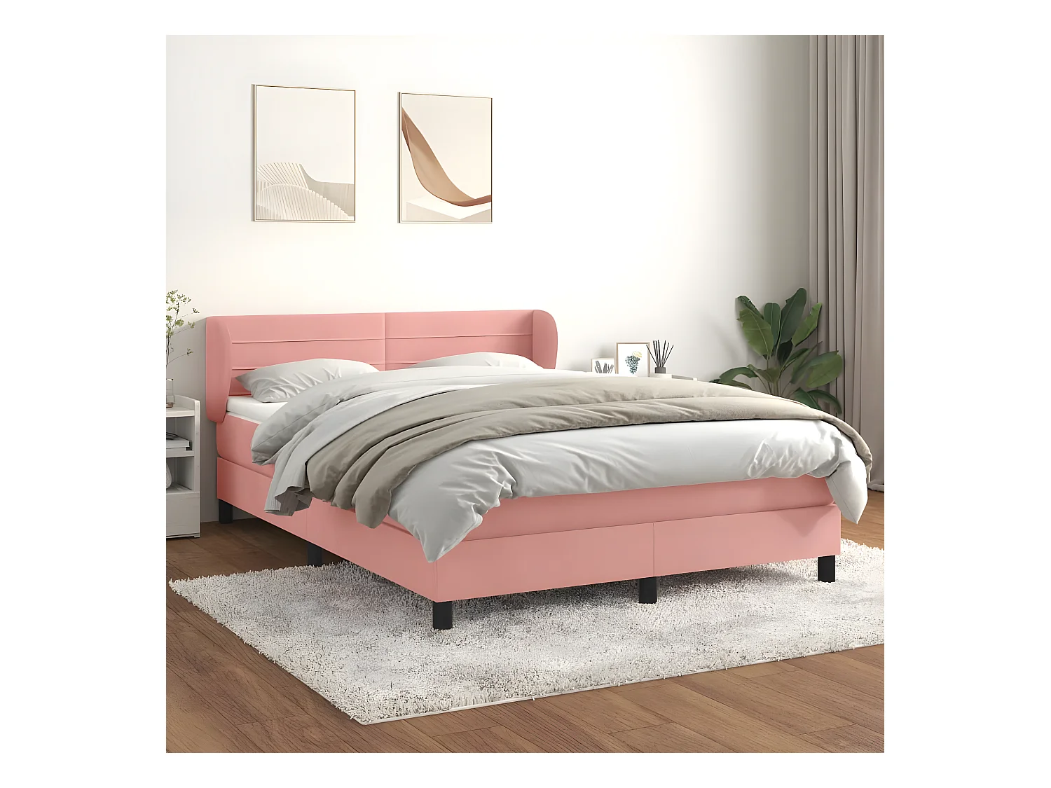 Lit à sommier tapissier avec matelas Rose 140x200 cm Velours