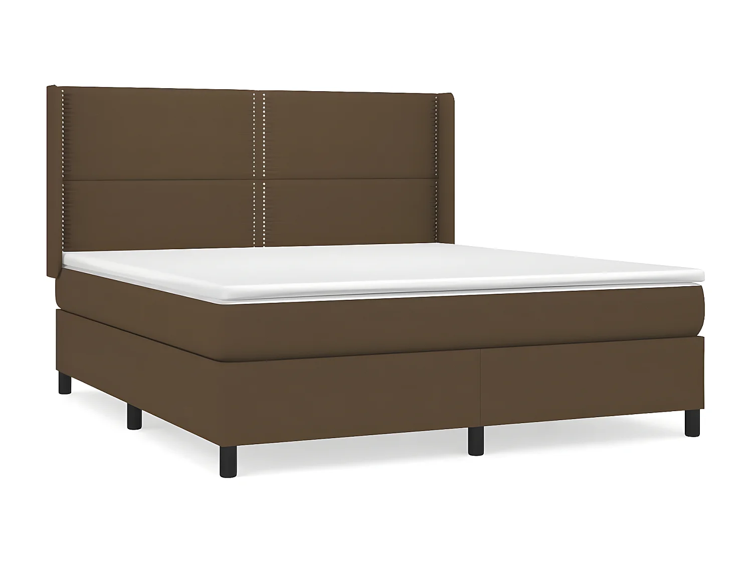 Cama box spring con colchón tela marrón oscuro 160x200 cm