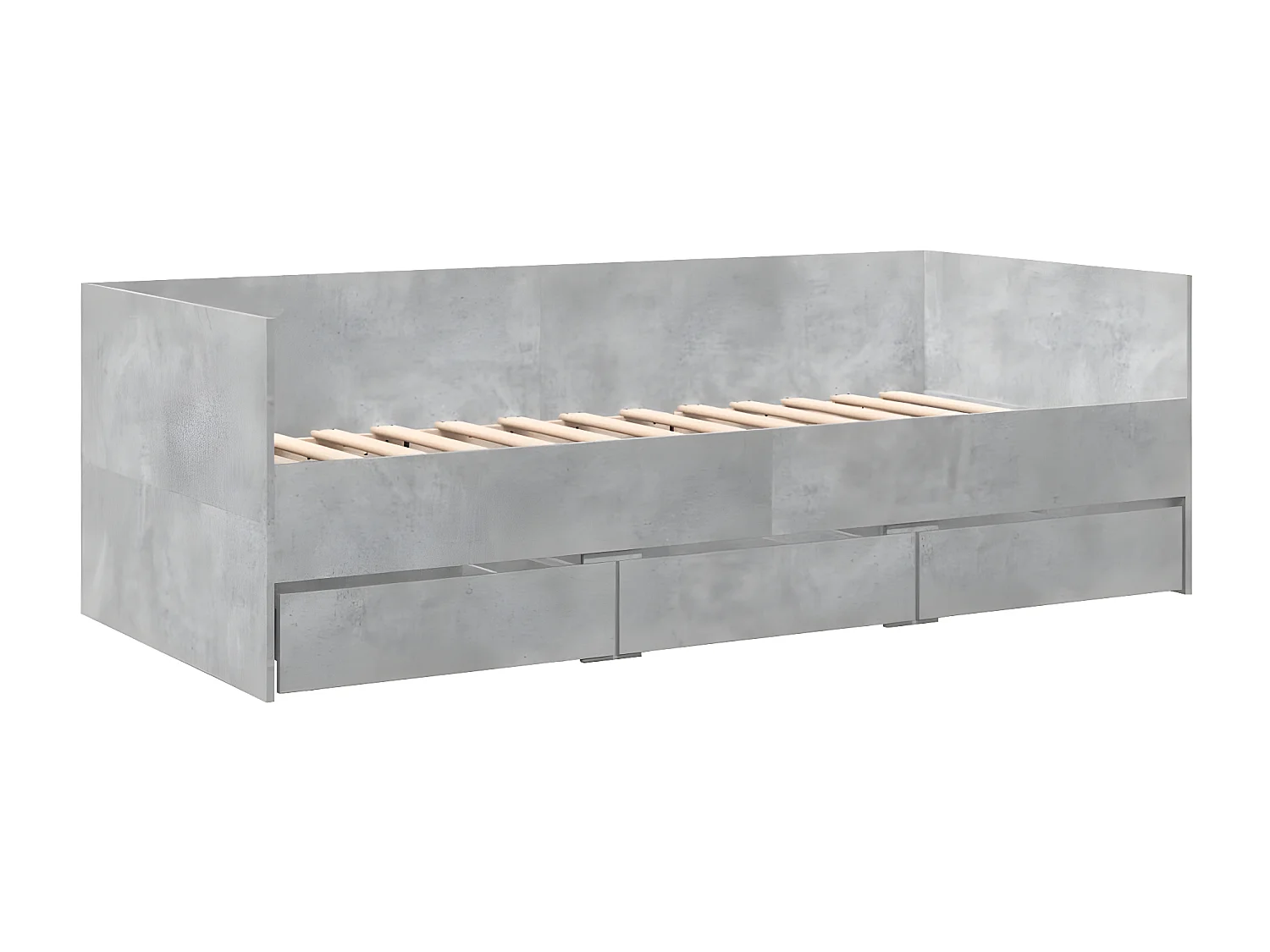 Lit de jour et tiroirs gris béton 100x200 cm bois d'ingénierie