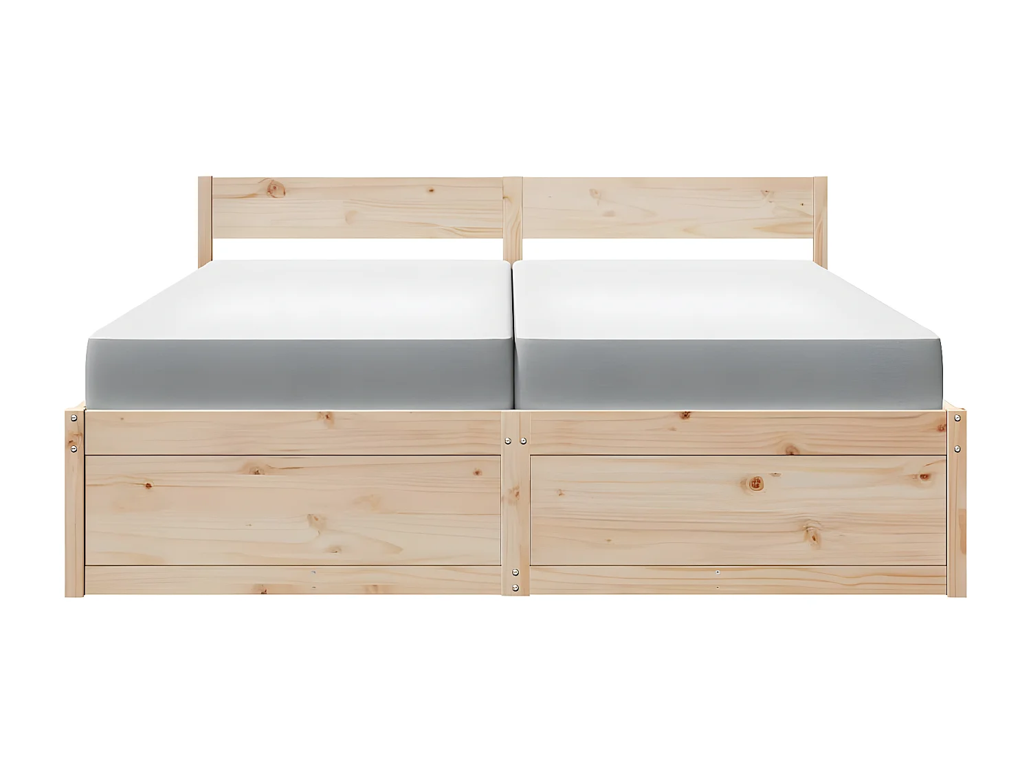 Lit avec tiroirs et matelas 200x200 cm bois massif de pin