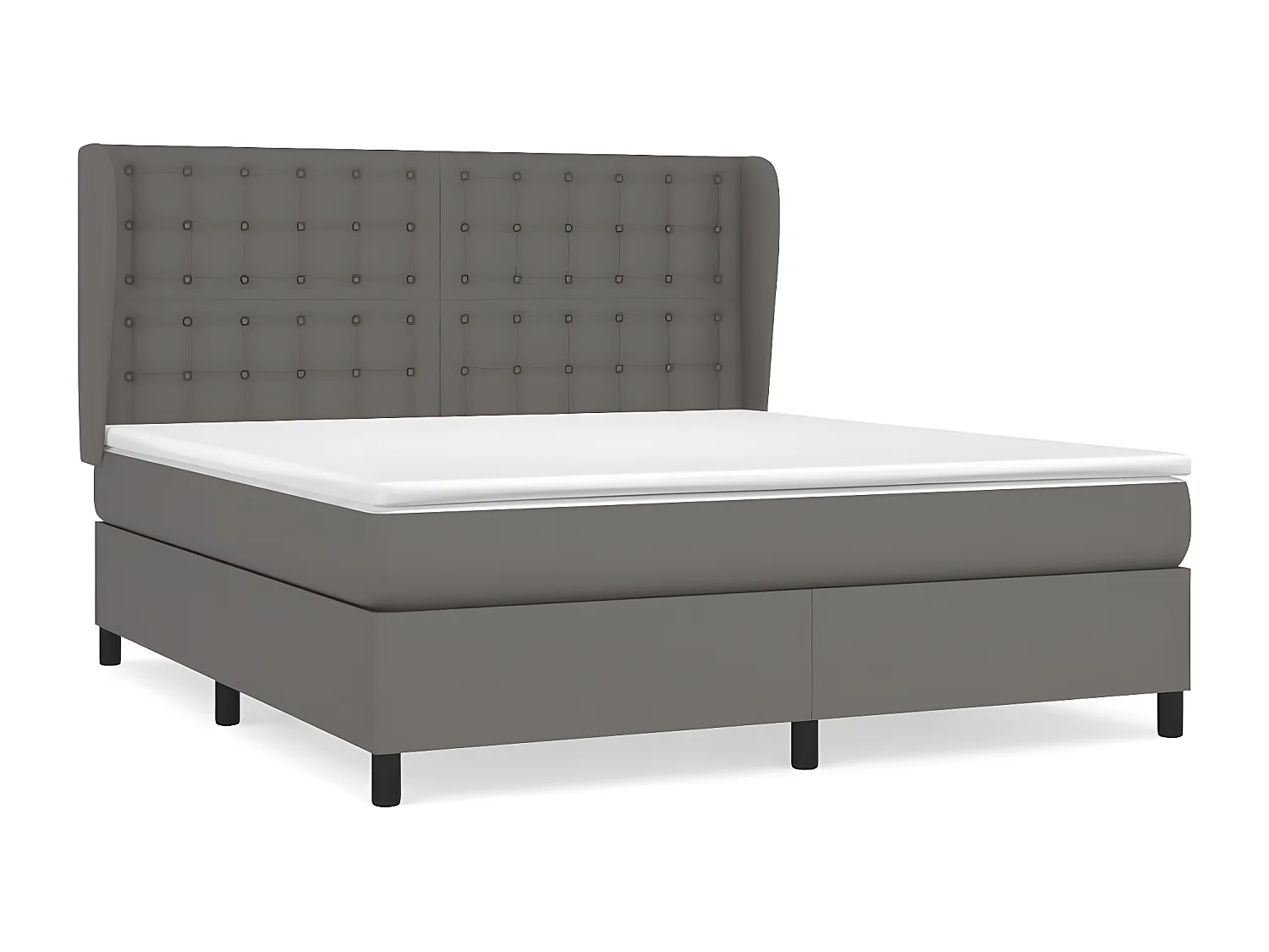 Lit à sommier tapissier avec matelas Gris 160x200 cm Similicuir