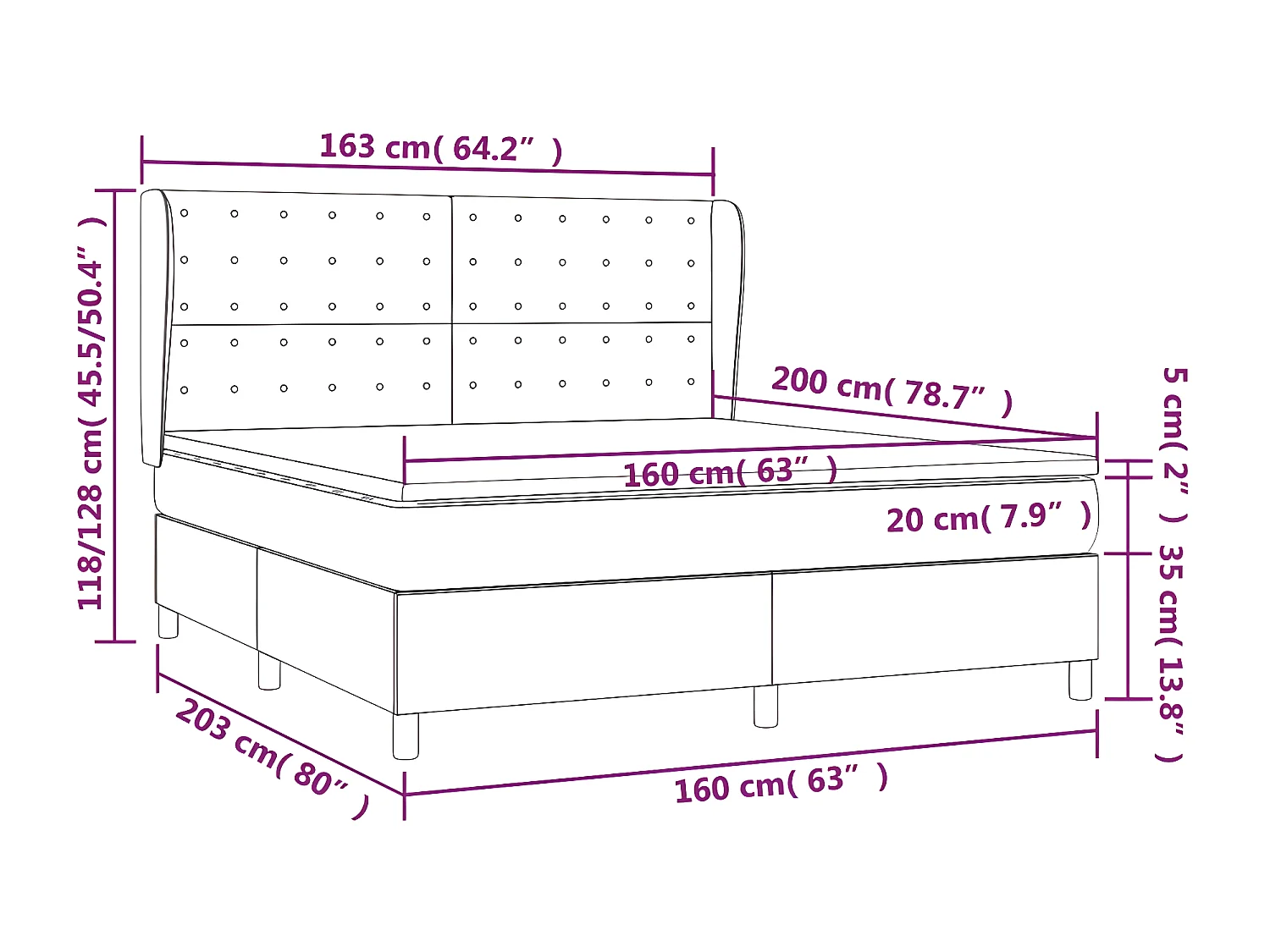 Lit à sommier tapissier avec matelas Gris 160x200 cm Similicuir
