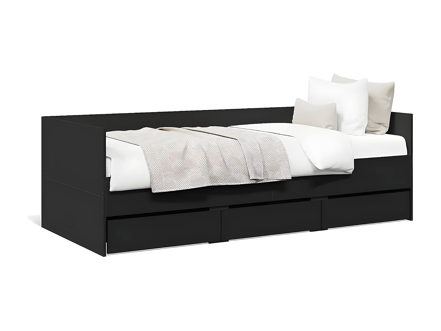 Sofá-cama com gavetas 90x200 cm derivados de madeira preto