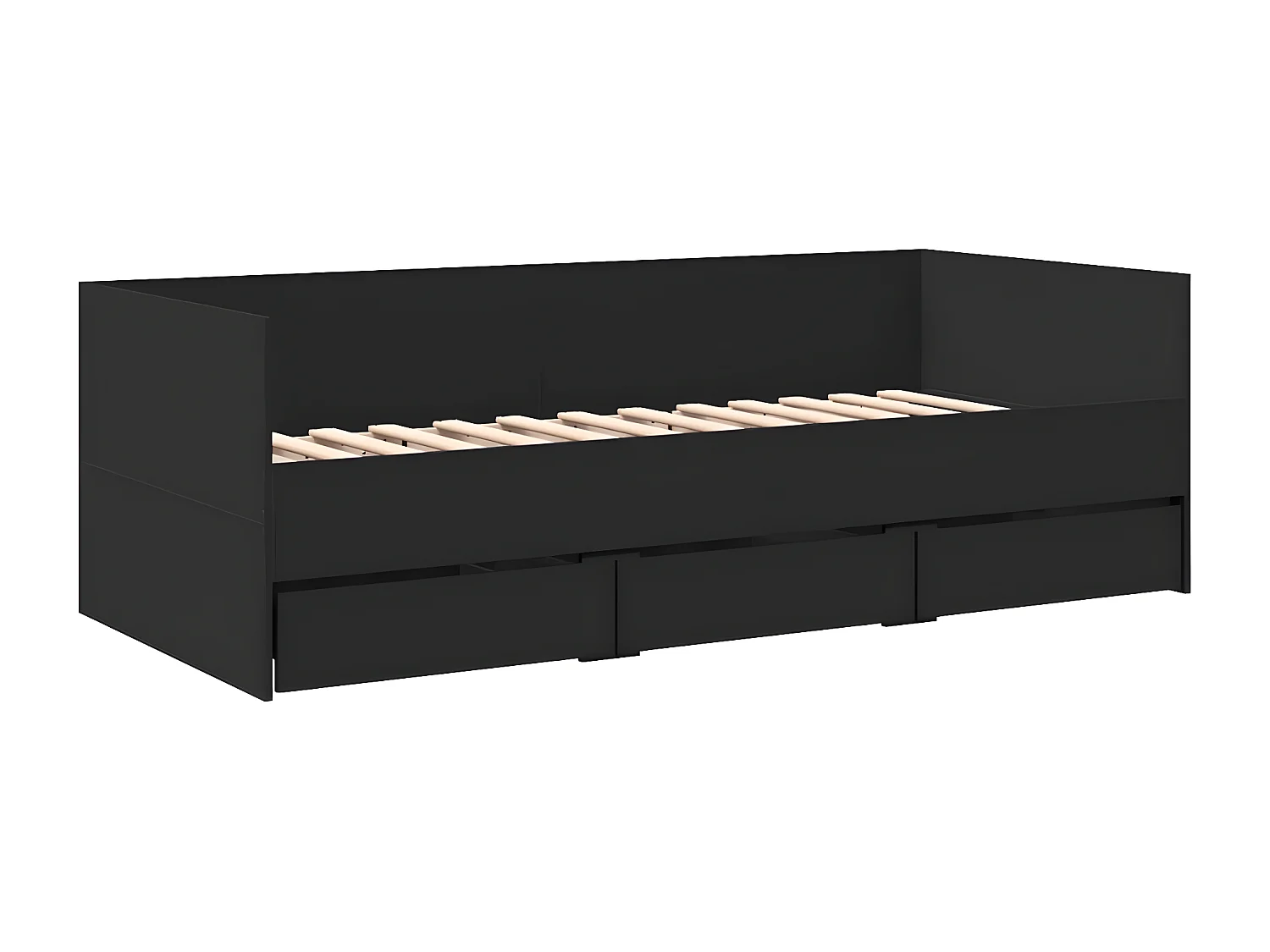 Sofá-cama com gavetas 90x200 cm derivados de madeira preto