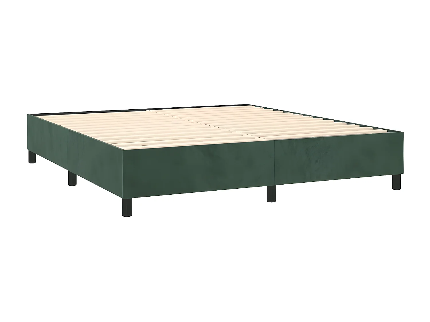 Lit à sommier tapissier et matelas Vert foncé 160x200cm Velours