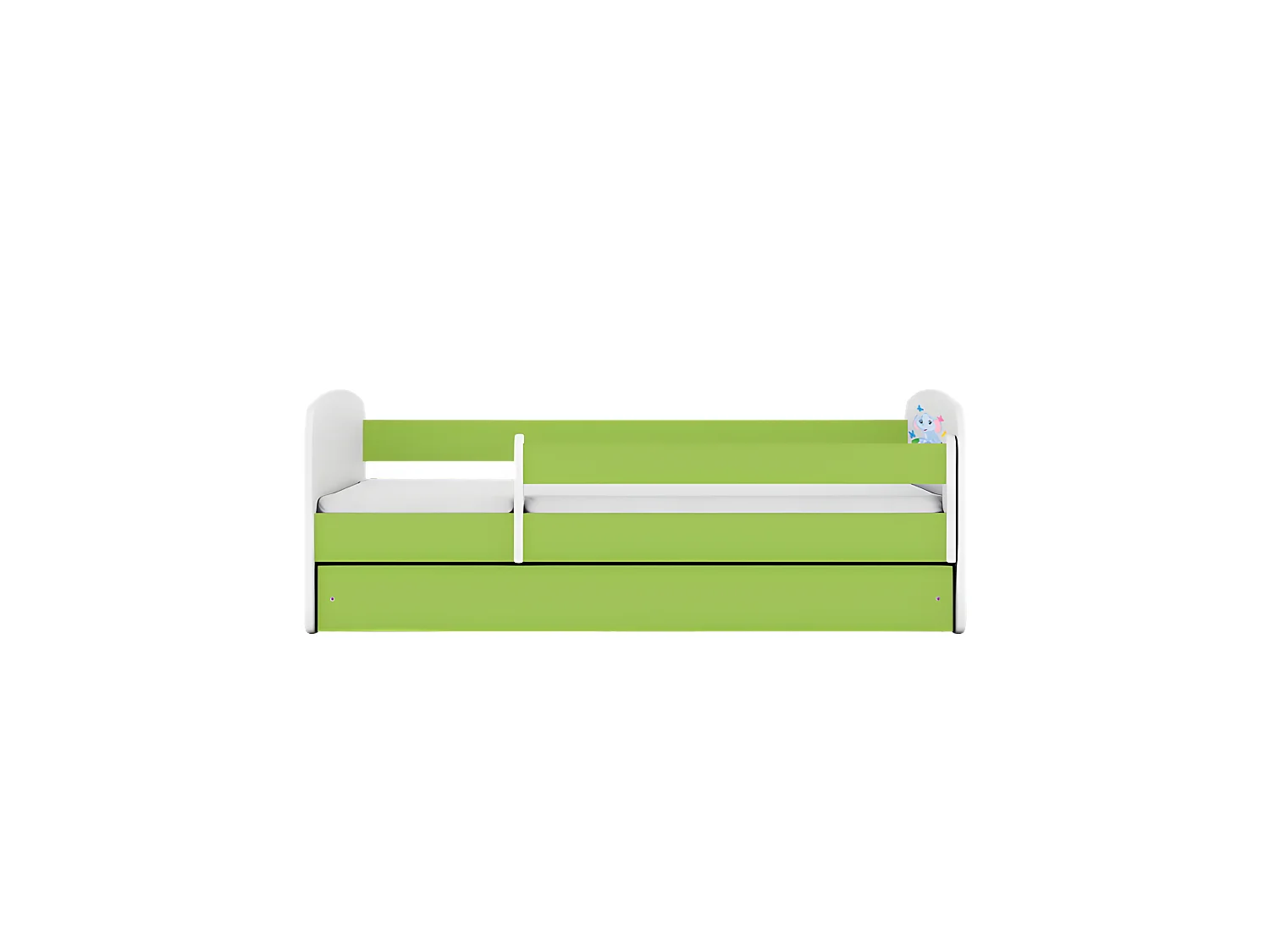 Lit babydreams bébé éléphant vert avec tiroir et matelas 140/70