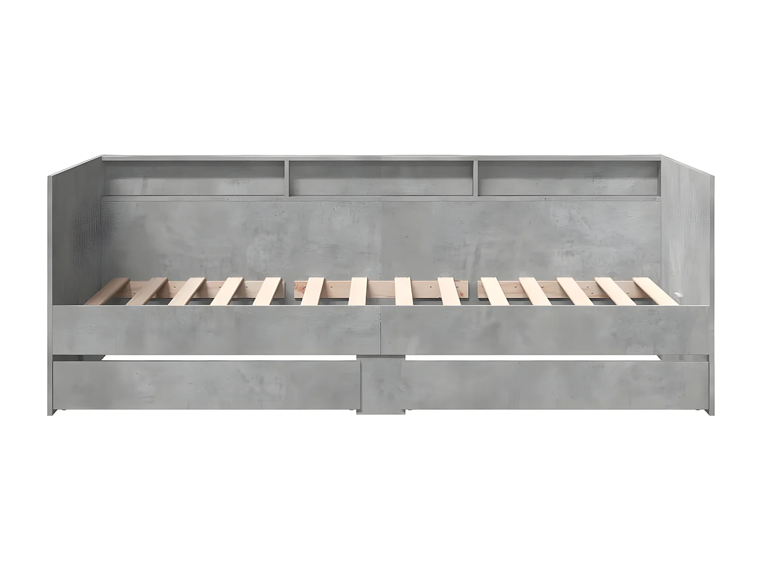 Tumbona con cajones madera ingeniería gris hormigón 100x200 cm