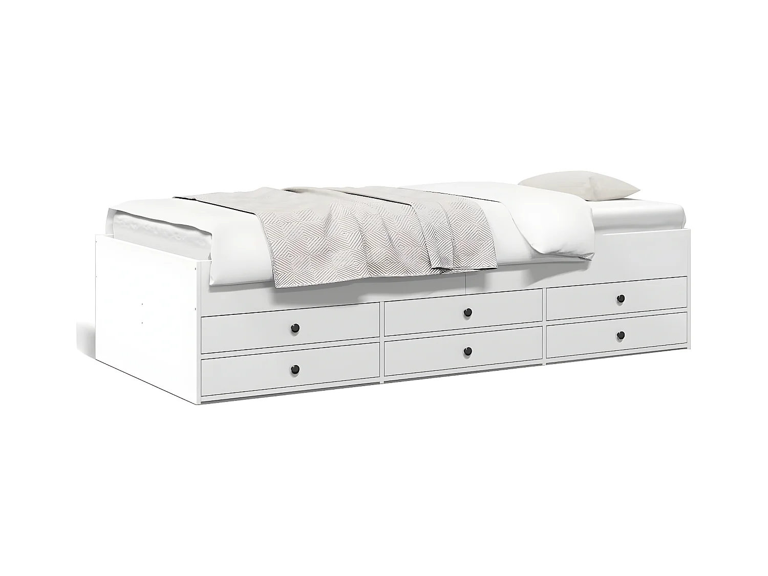 Sofá-cama c/ gavetas 90x190 cm derivados de madeira branco