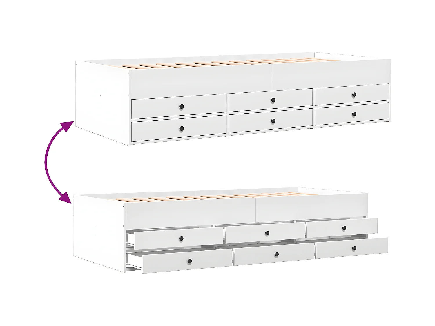 Sofá-cama c/ gavetas 90x190 cm derivados de madeira branco