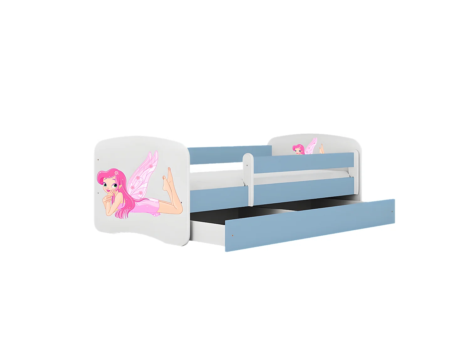 Lit babydreams fée bleue avec ailes sans tiroir sans matelas 180/80