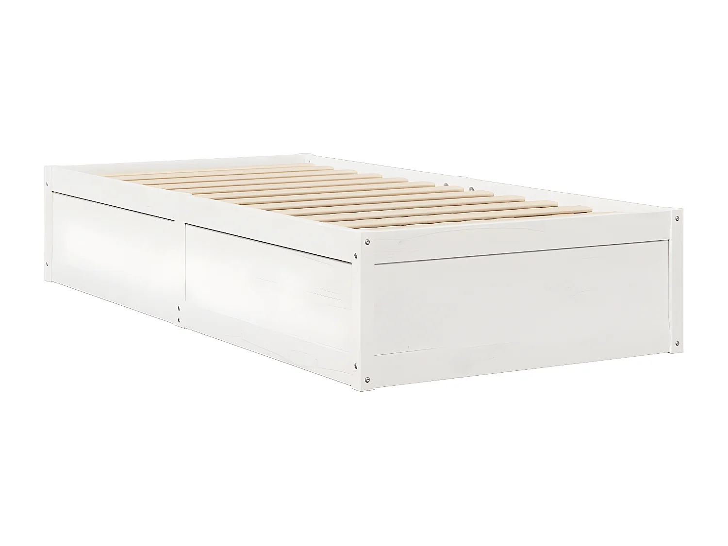 Cama com colchão 100x200 cm madeira de pinho maciça branco