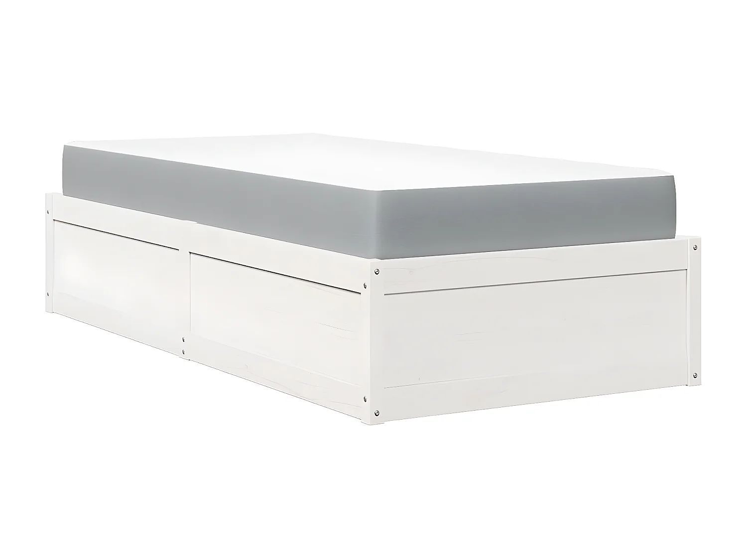 Cama com colchão 100x200 cm madeira de pinho maciça branco