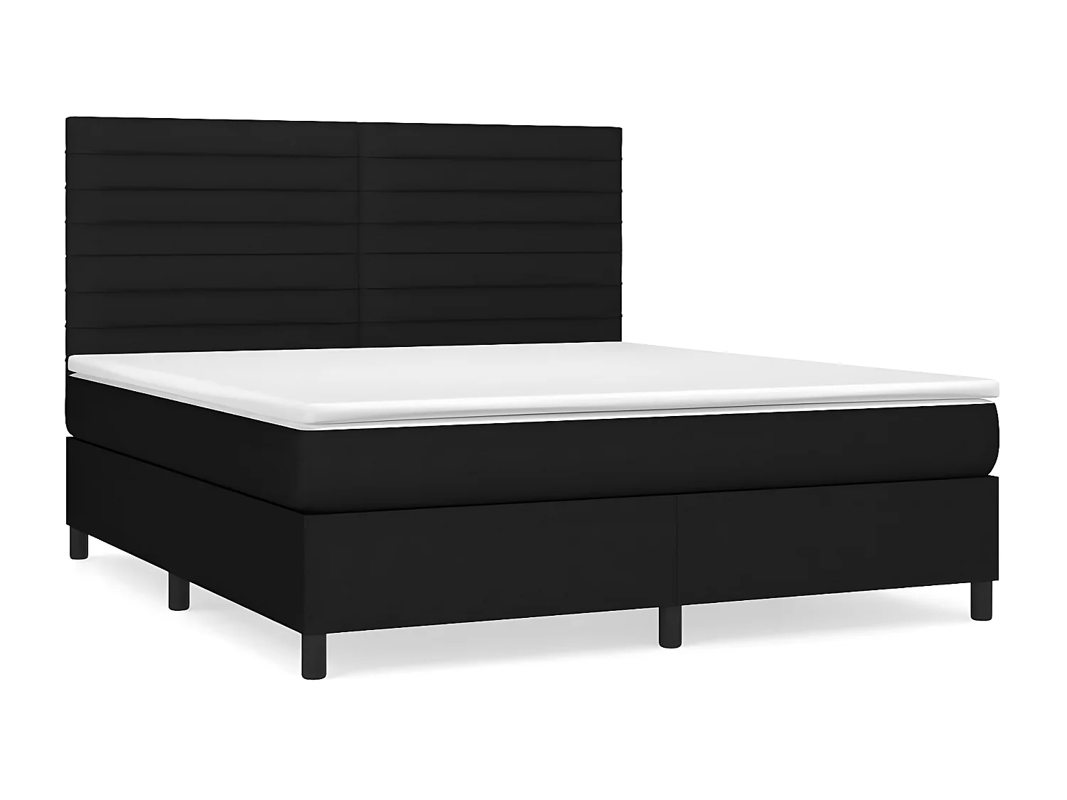 Cama com molas/colchão 160x200 cm tecido preto