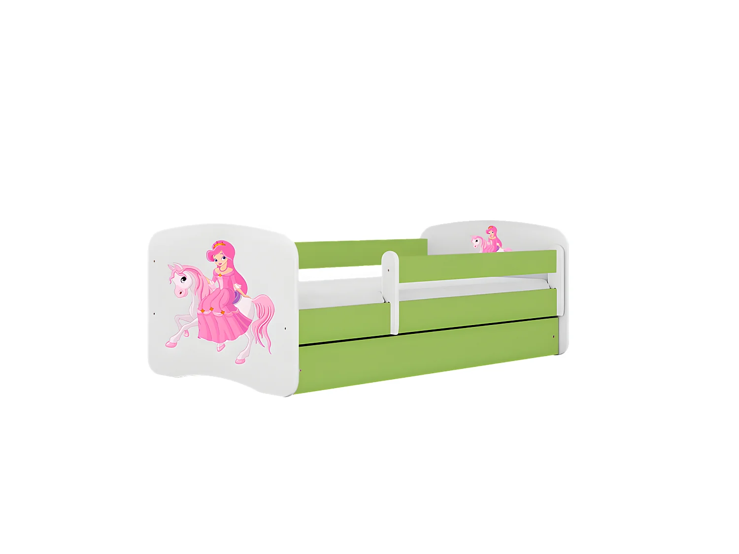 Babydreams cama princesa verde a caballo con cajón sin colchón 160/80