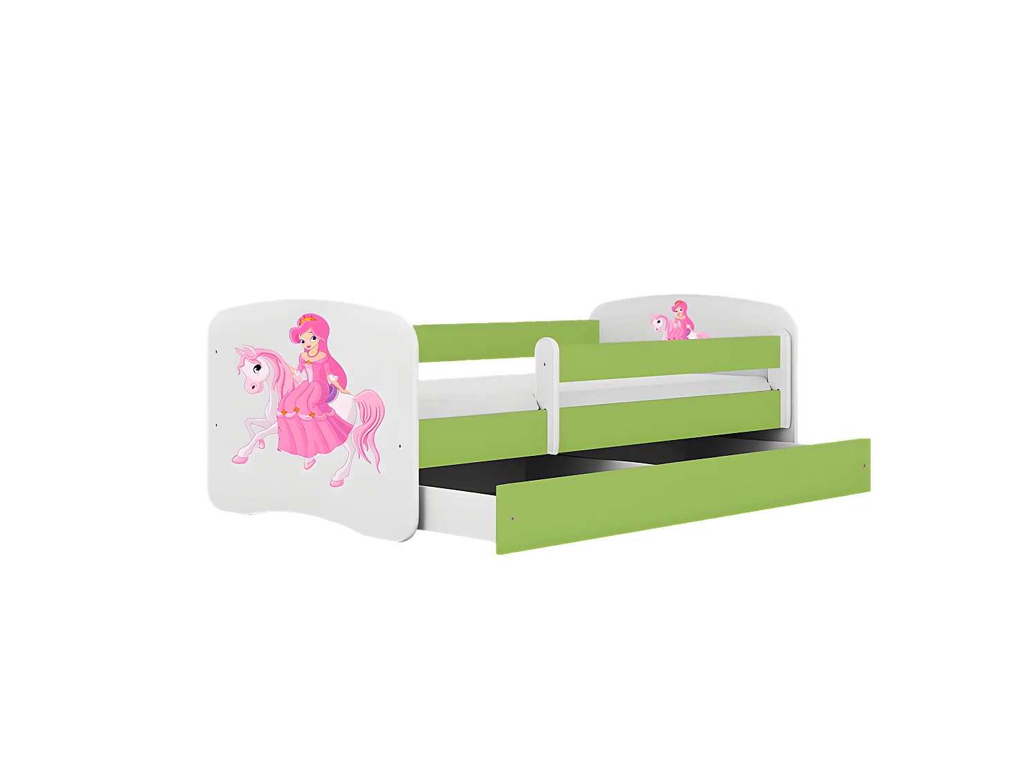 Babydreams cama princesa verde a caballo con cajón sin colchón 160/80