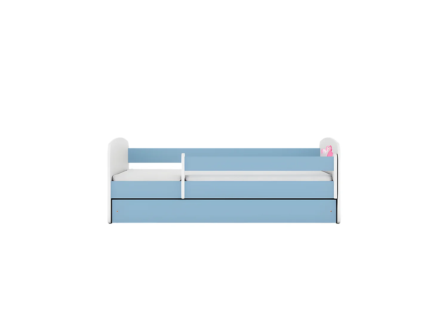 Lit babydreams bleu princesse cheval avec tiroir avec matelas 140/70