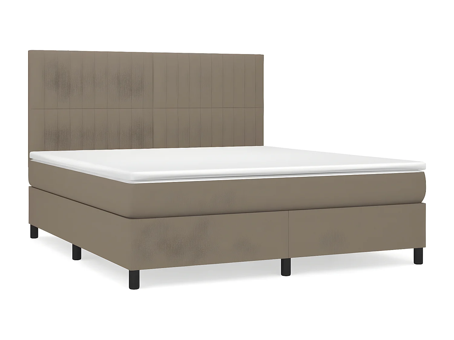 Cama box spring con colchón tela gris taupe 180x200 cm