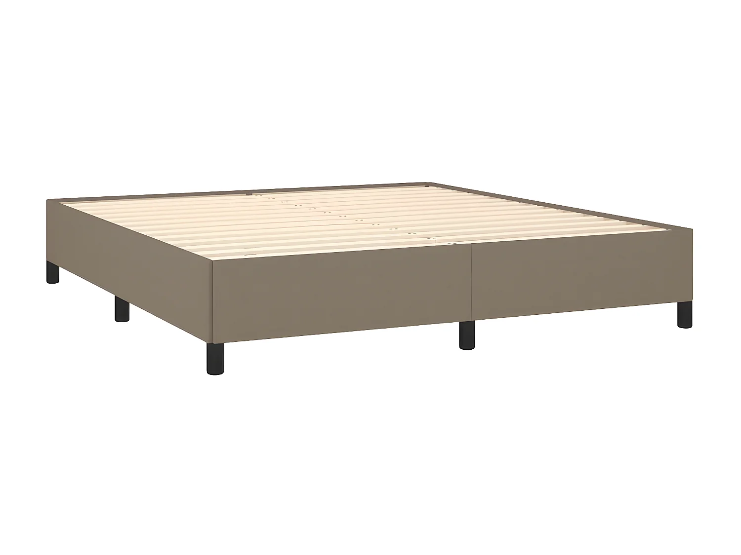 Cama box spring con colchón tela gris taupe 180x200 cm