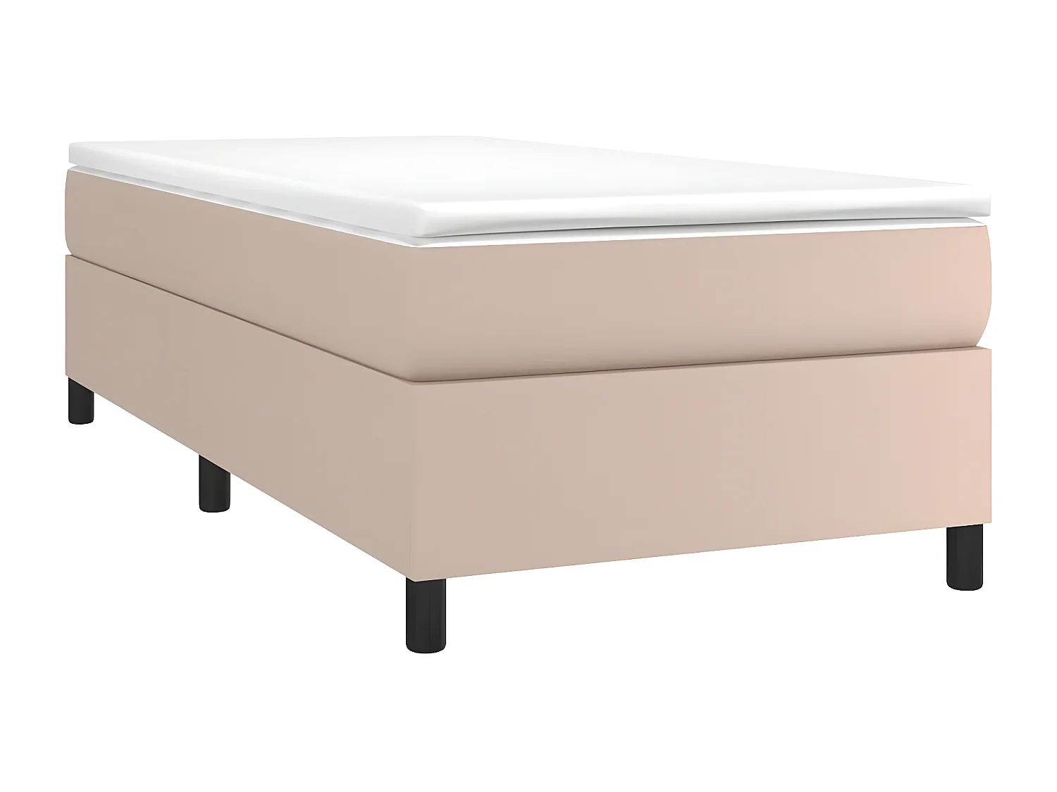Cama box spring con colchón cuero sintético capuchino 90x200 cm