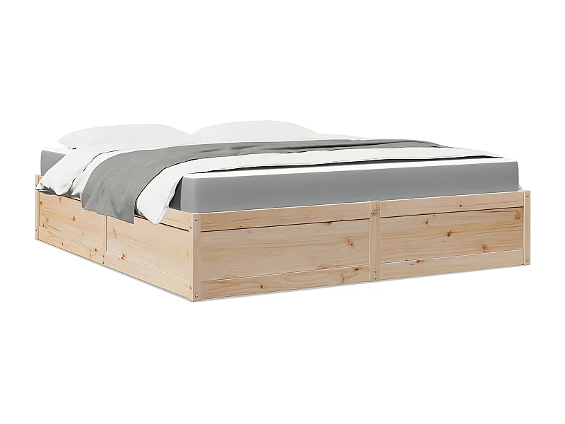 Cama com colchão 180x200 cm madeira de pinho maciça