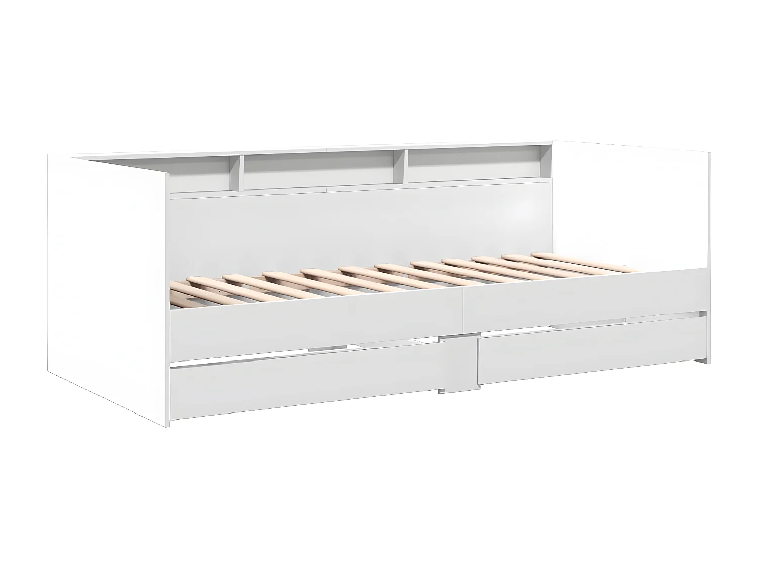 Sofá-cama c/ gavetas 100x200 cm derivados de madeira branco