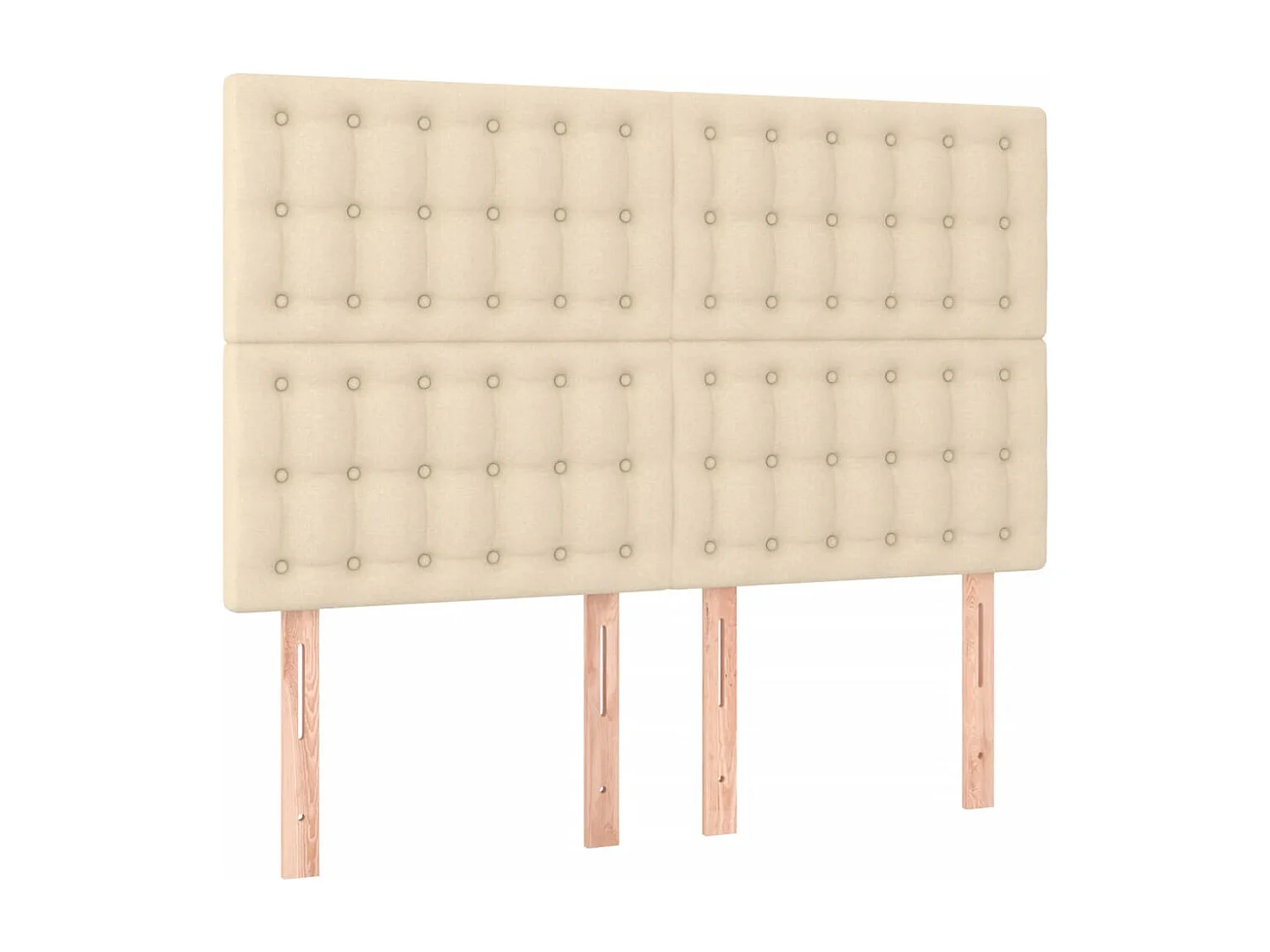 Cama box spring con colchón tela color crema 140x190 cm