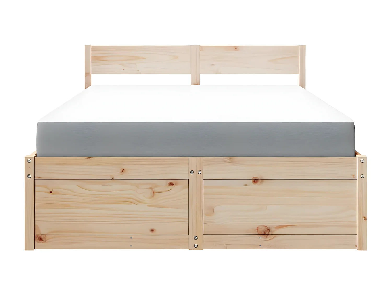 Cama com gavetas e colchão 140x190 cm madeira de pinho maciça