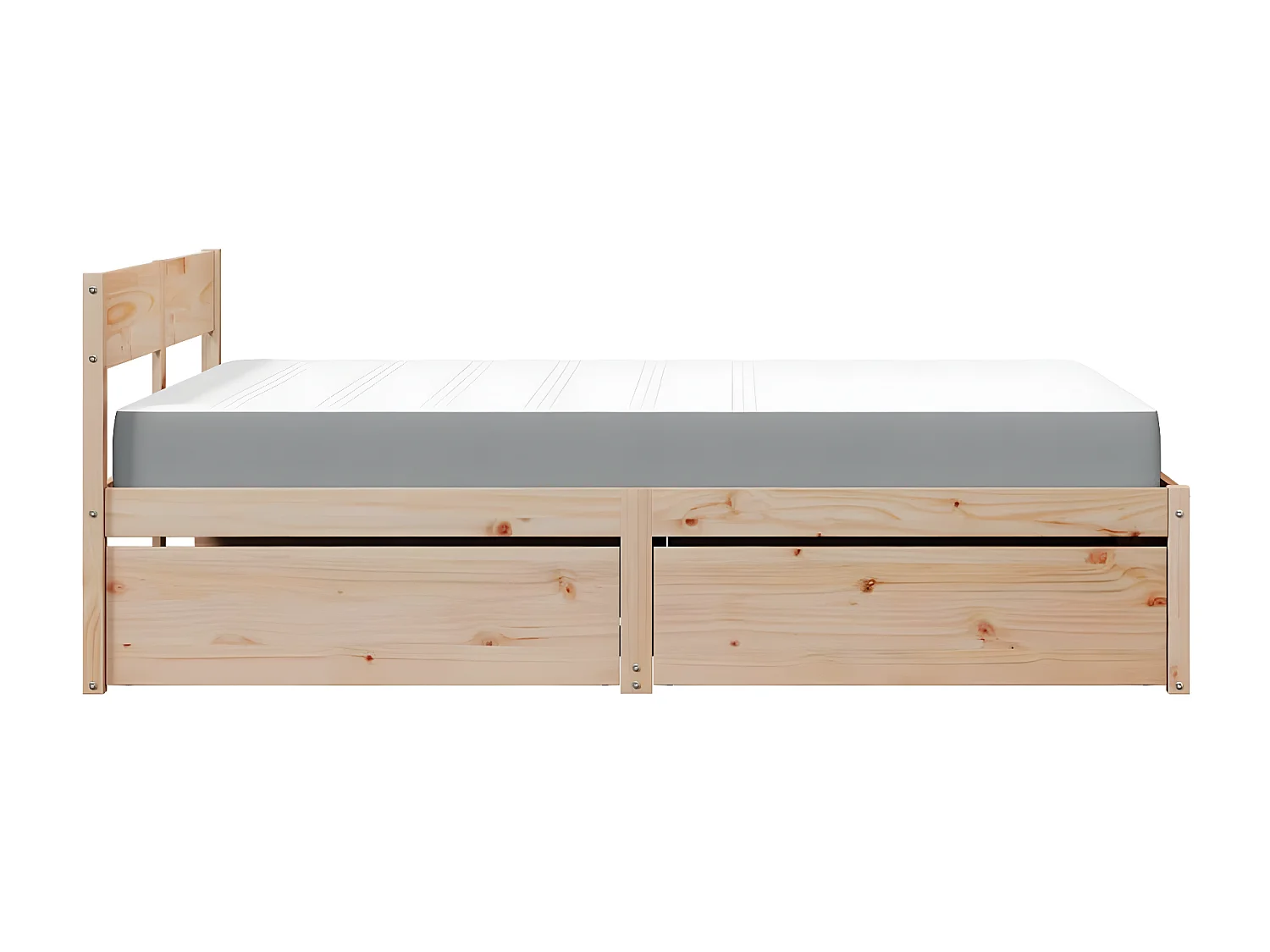 Cama com gavetas e colchão 140x190 cm madeira de pinho maciça