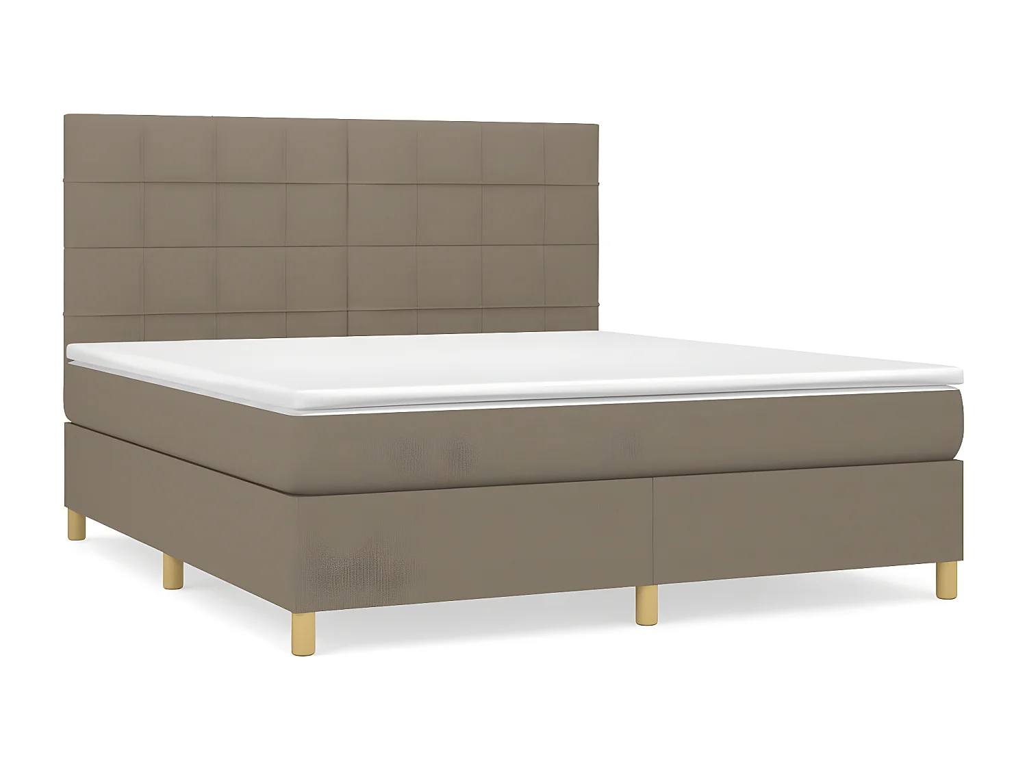 Cama box spring con colchón tela gris taupe 180x200 cm