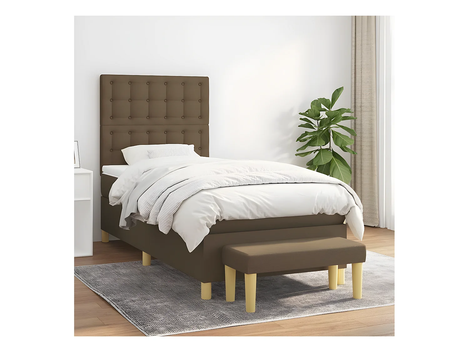 Lit à sommier tapissier avec matelas Marron foncé 90x190 cm