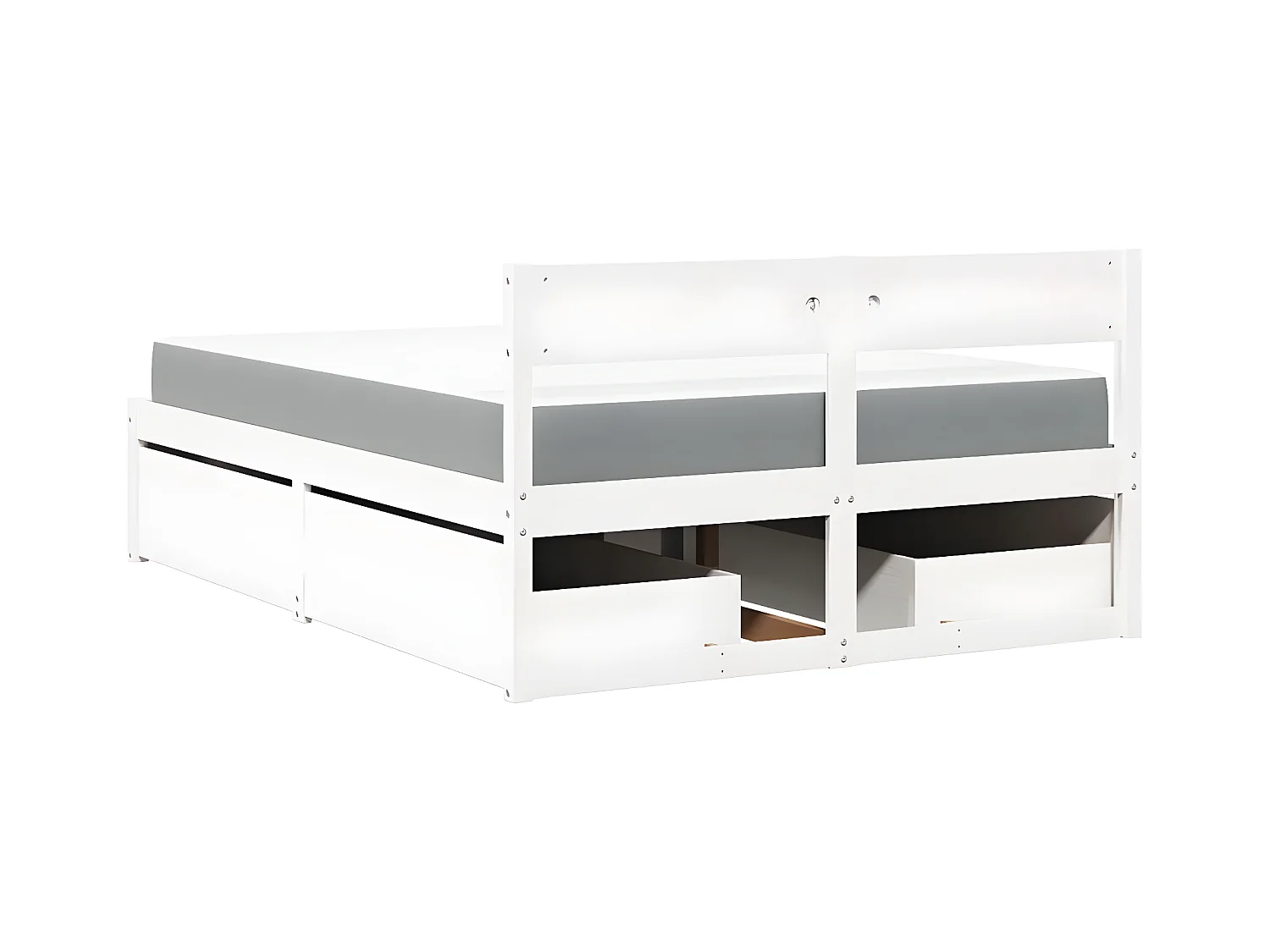 Lit avec tiroirs et matelas blanc 120x200 cm bois massif de pin